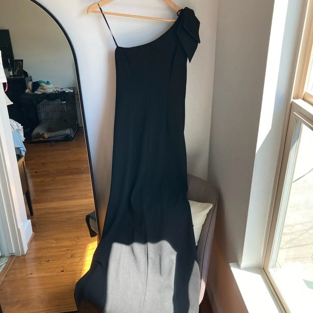 Eliza J One Shoulder Big Bow Maxi Formal Dress Black 4 - Picture 3 of 8